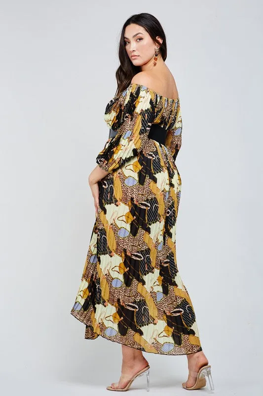 LeAnna Leopard Mix Print Maxi Dress Plus