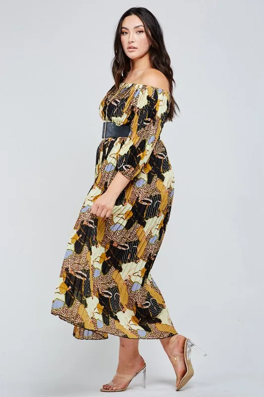 LeAnna Leopard Mix Print Maxi Dress Plus