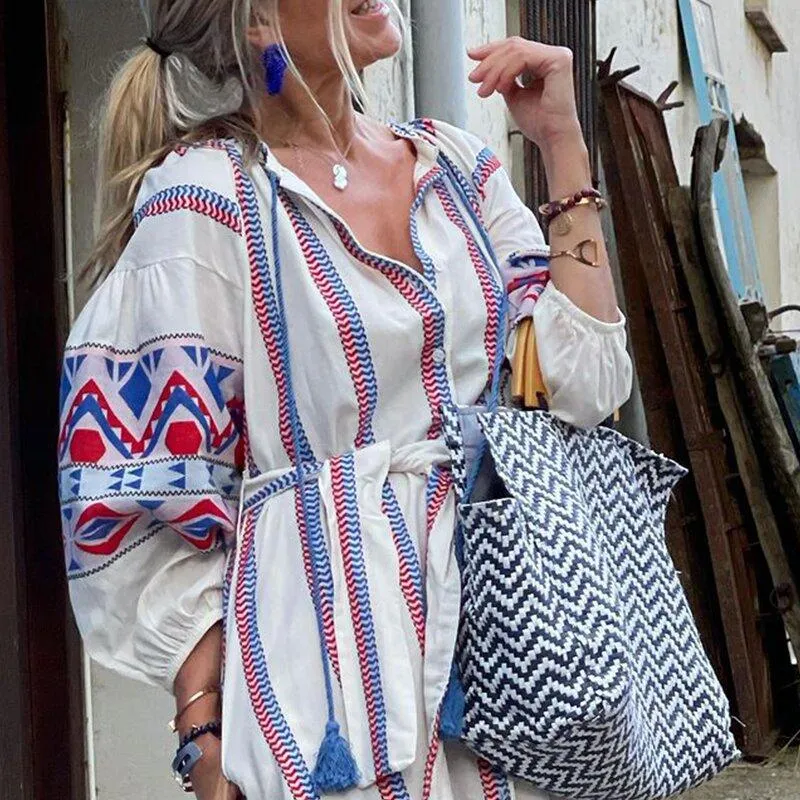 Leisure High Wasit Classy Long Shirt Dresses