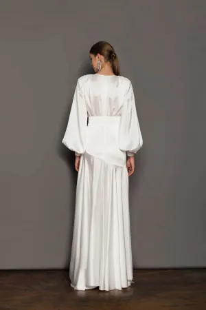 Linda Puff Sleeve High Slit Dress