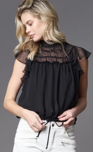 Lola & Sophie Smocked Chiffon Top