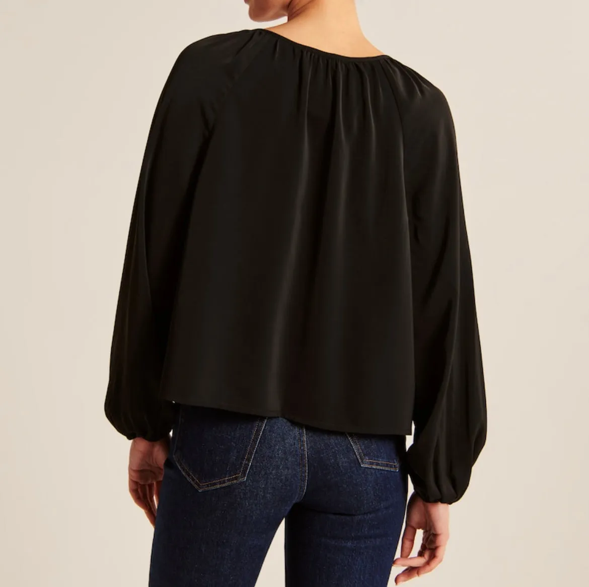 Long-Sleeve Open Neck Top