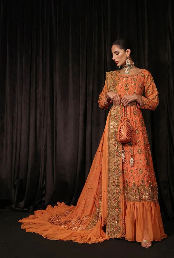 Long Tail Pakistani Bridal Maxi Dress with Dupatta