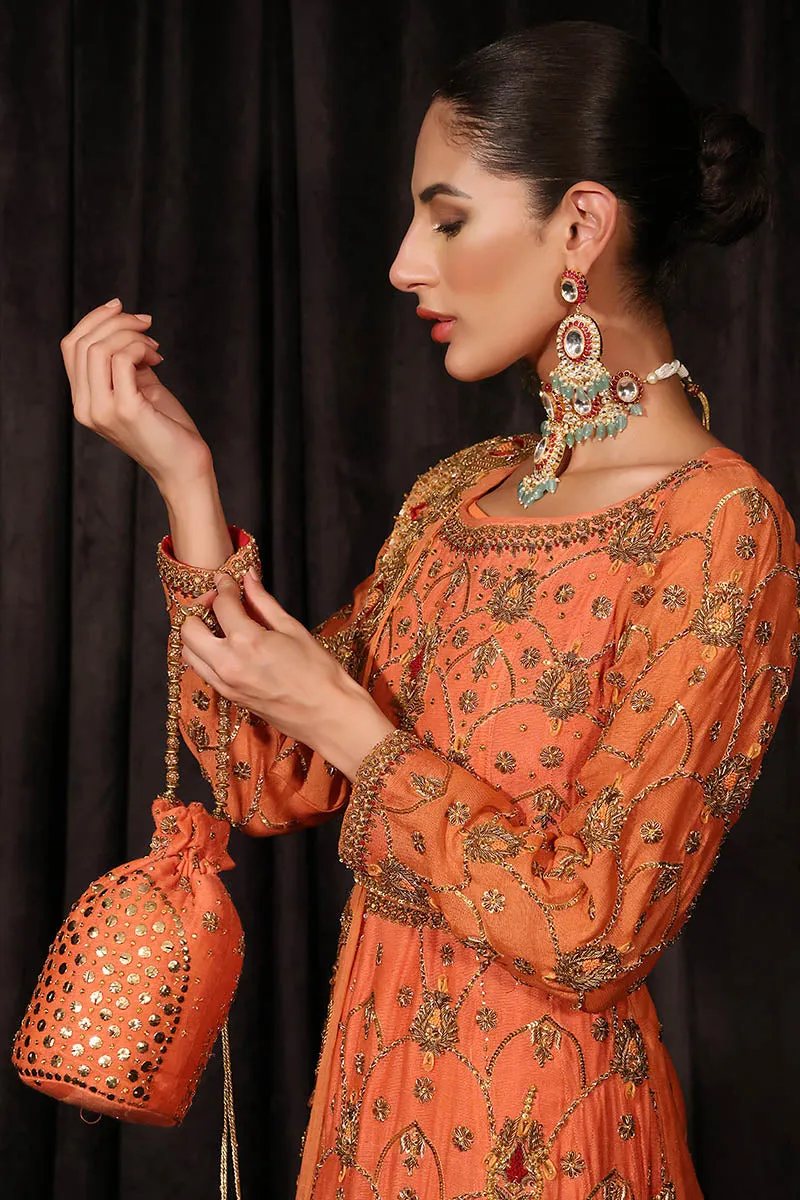 Long Tail Pakistani Bridal Maxi Dress with Dupatta