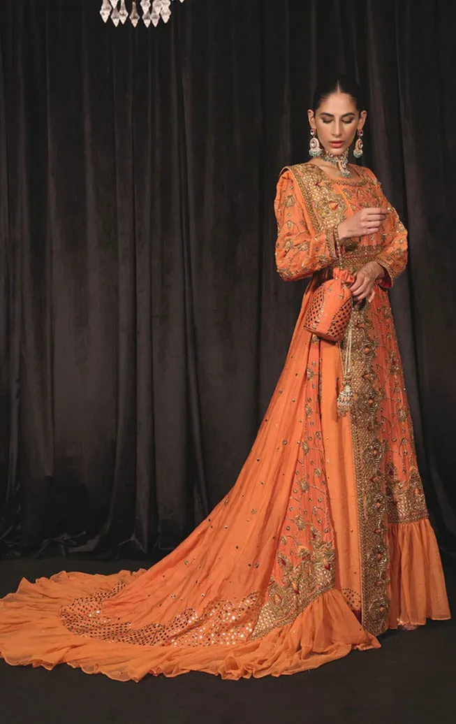 Long Tail Pakistani Bridal Maxi Dress with Dupatta