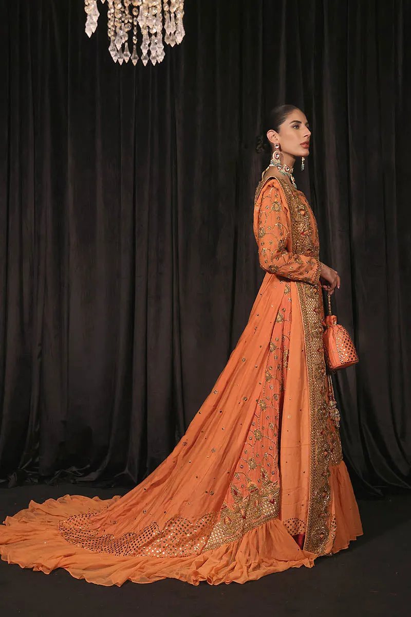 Long Tail Pakistani Bridal Maxi Dress with Dupatta