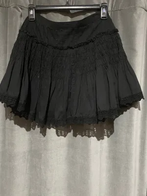 Love Shack Fancy Black Flare Cotton Mini Skirt