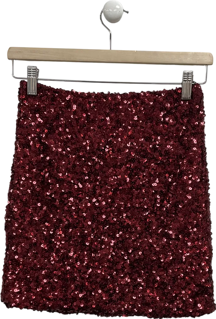 Lucce Red Sequin Mini Skirt UK S