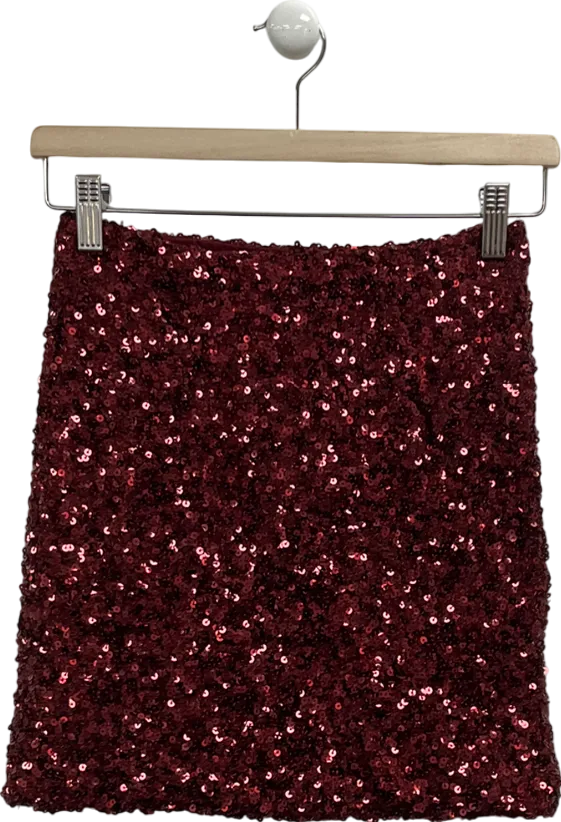 Lucce Red Sequin Mini Skirt UK S