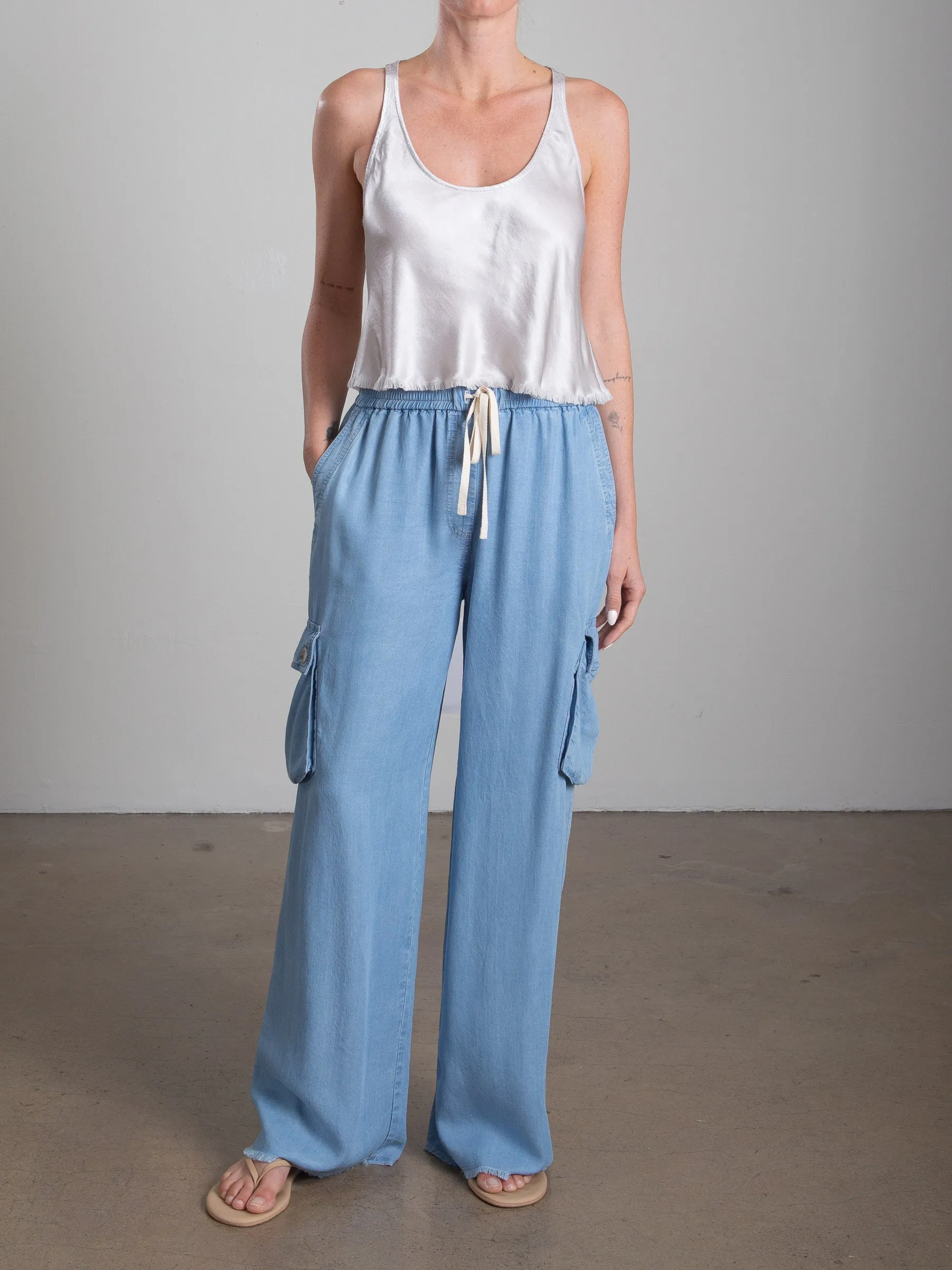 Maggie Tank in Vintage Satin - Parchment