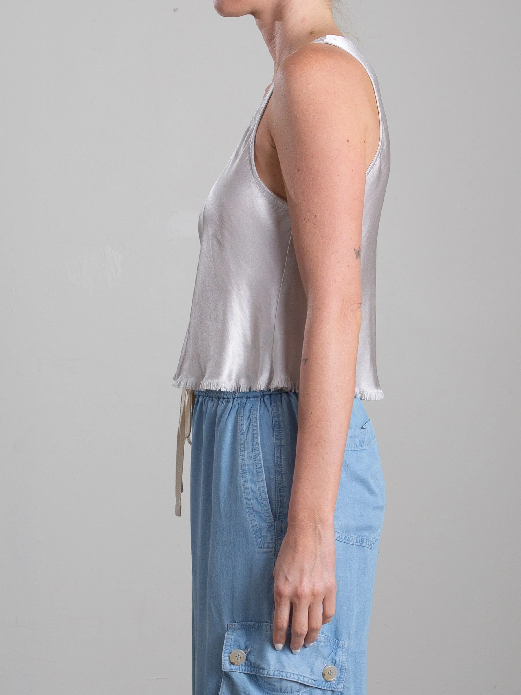Maggie Tank in Vintage Satin - Parchment