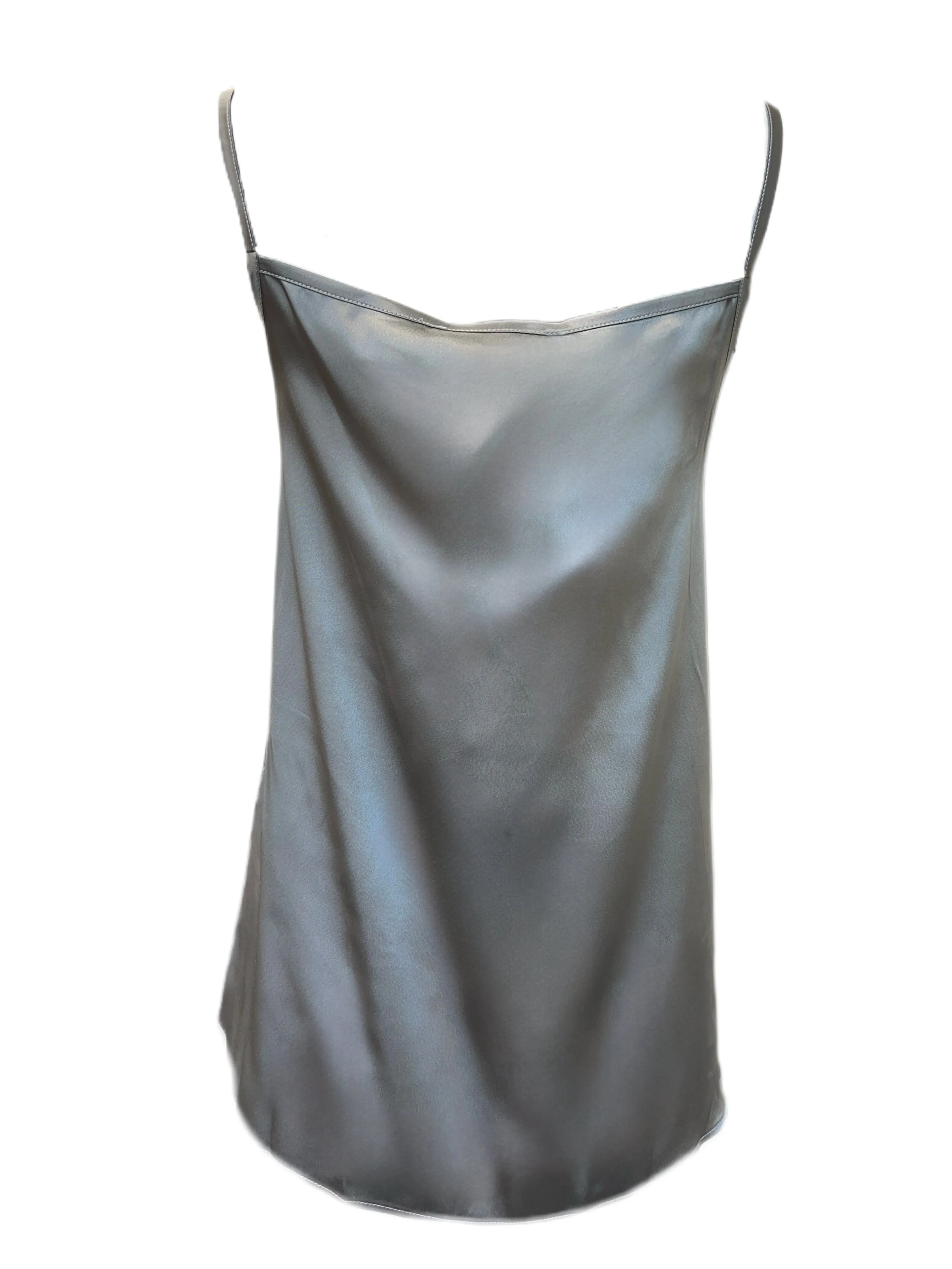 Marella By Max Mara Women's Grey George Button Front Satin Tank Top Size 12