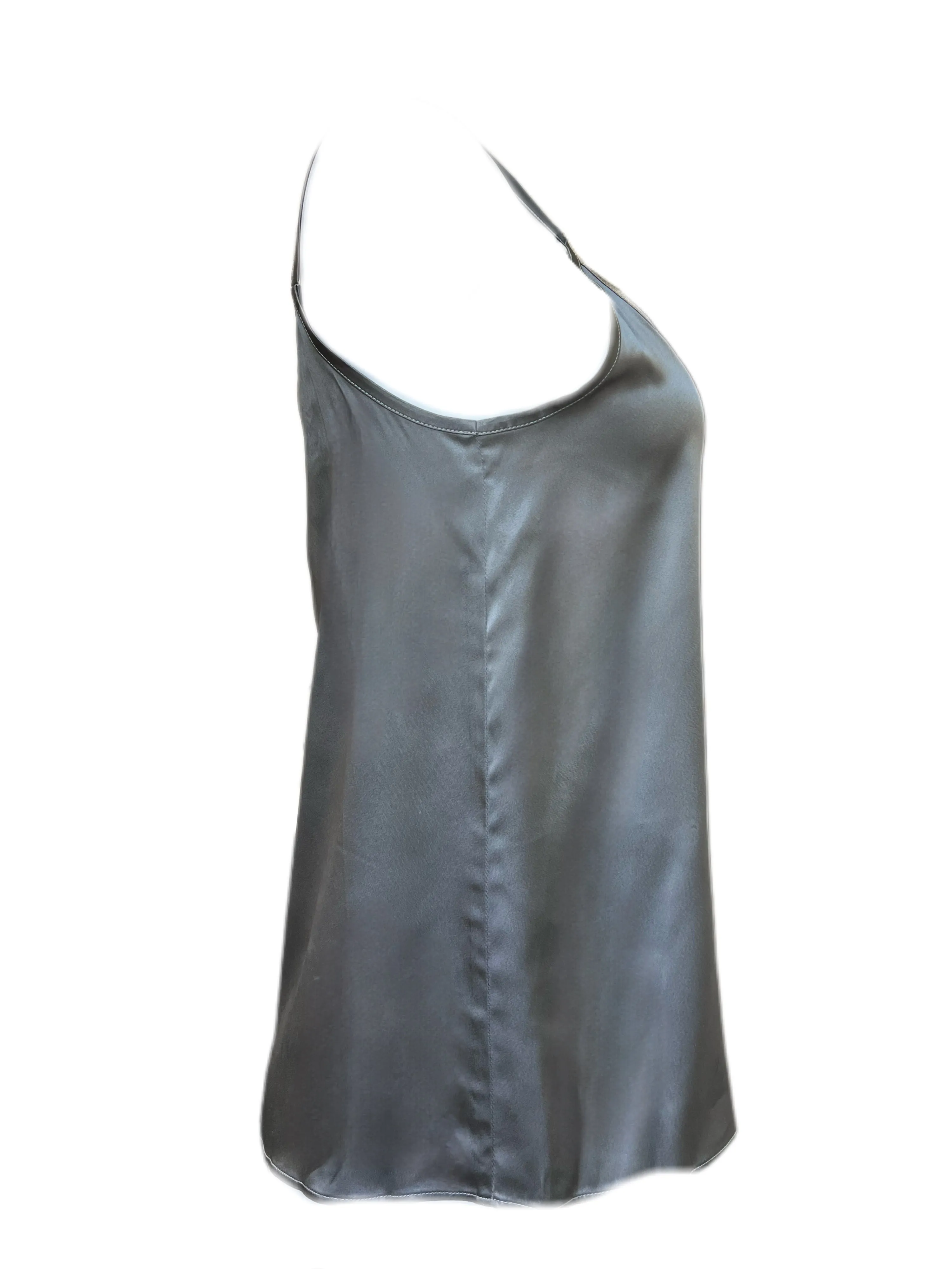 Marella By Max Mara Women's Grey George Button Front Satin Tank Top Size 12