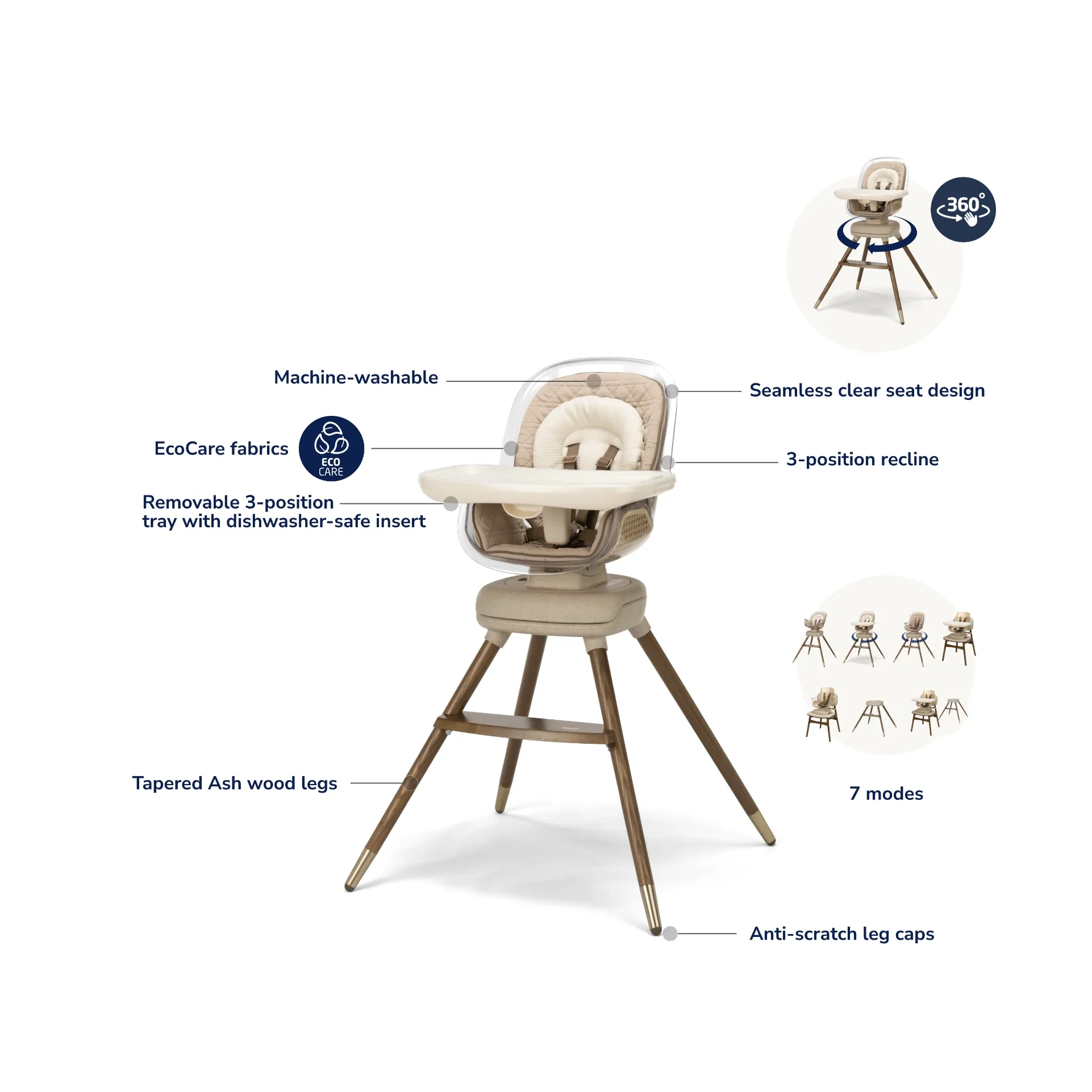 Maxi-Cosi Kiskadee 360° Rotating High Chair - Natural Heritage