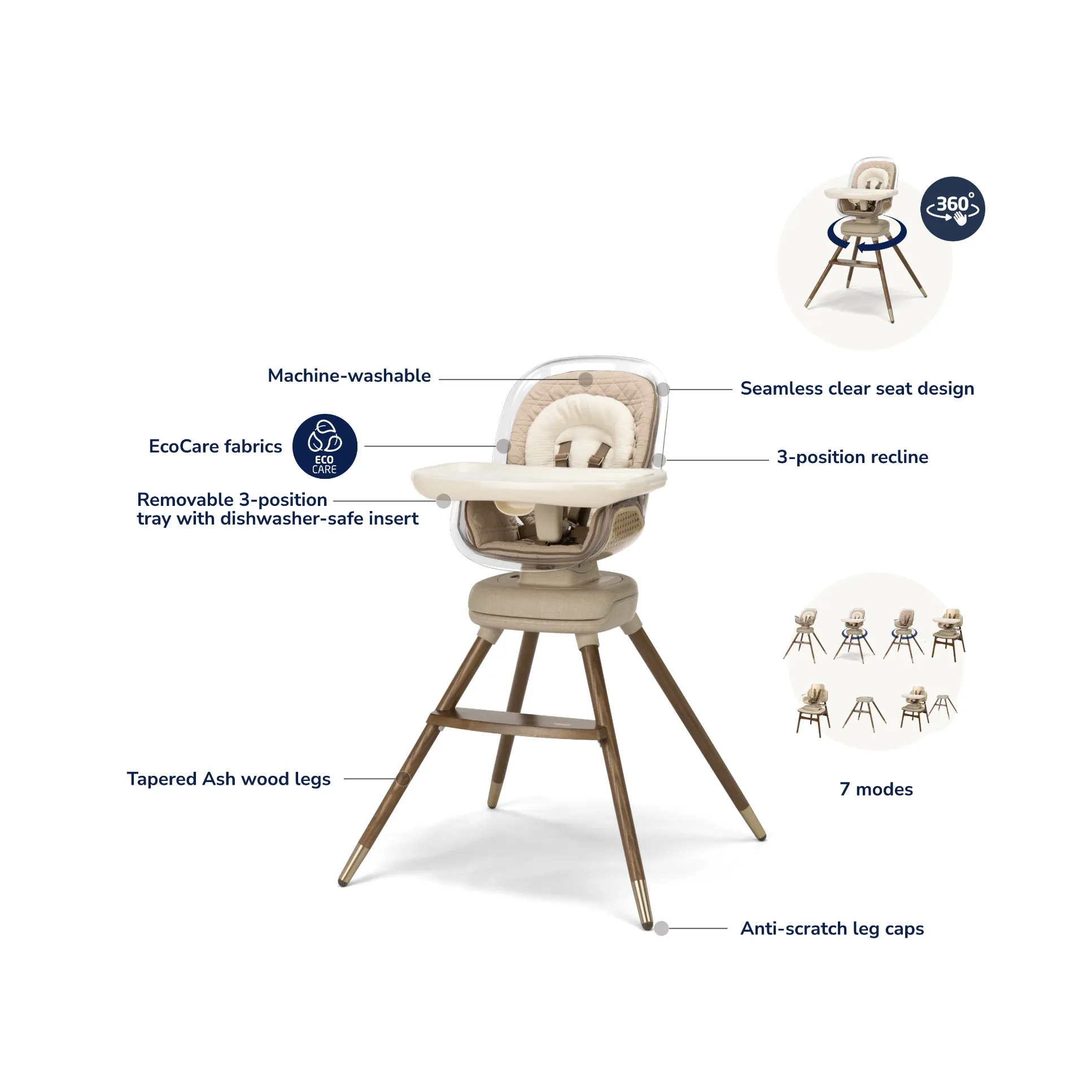 Maxi-Cosi Kiskadee 360° Rotating High Chair - Onyx Heritage