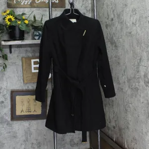 Michael by Michael Kors Womens Wool Blend Wrap Belted Overcoat Coat Black M