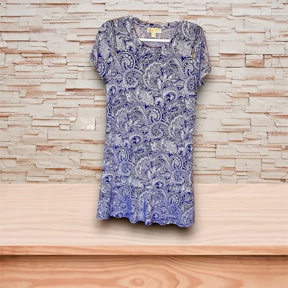 Michael Kors Purple Paisley Ruffled Mini Dress