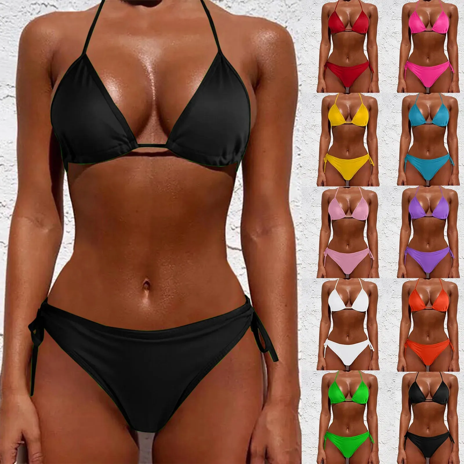Micro Bikini 2024 Women Swimsuit Female Swimwear Split Two-piece Bathing Suits Sexy Bikini Sets Lace Up Brazilian Halter Biquini