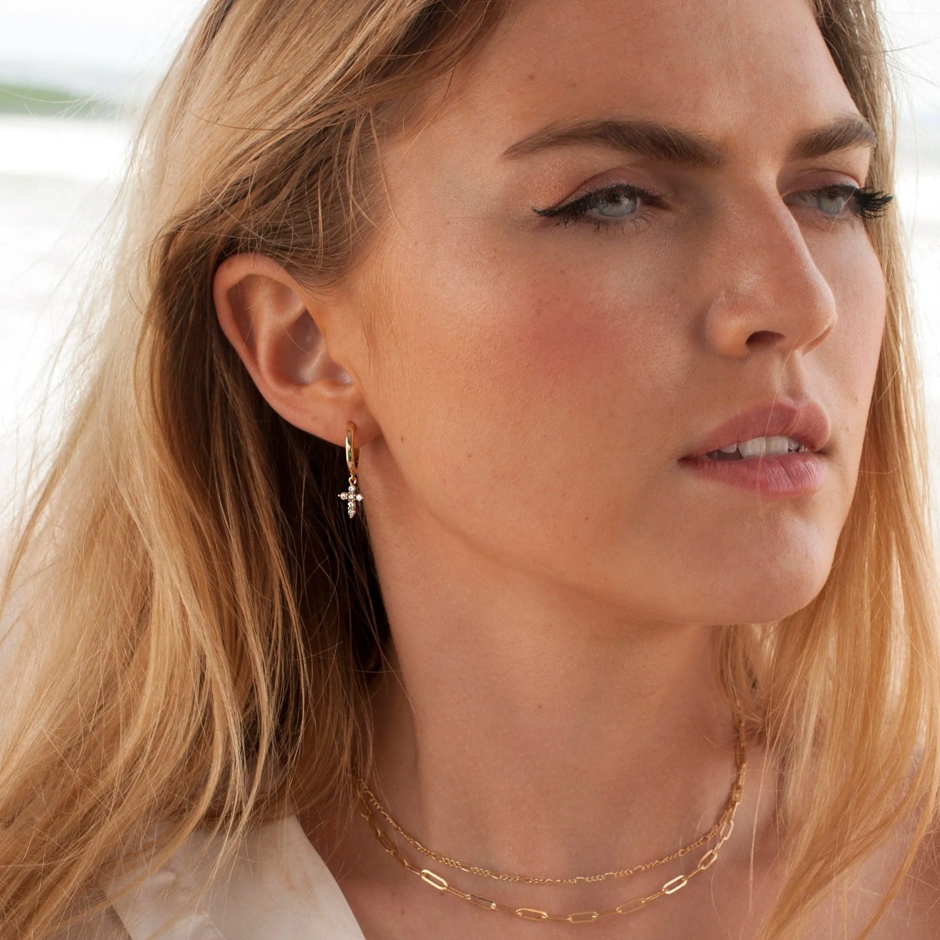 Mini Cross Hoop Earrings