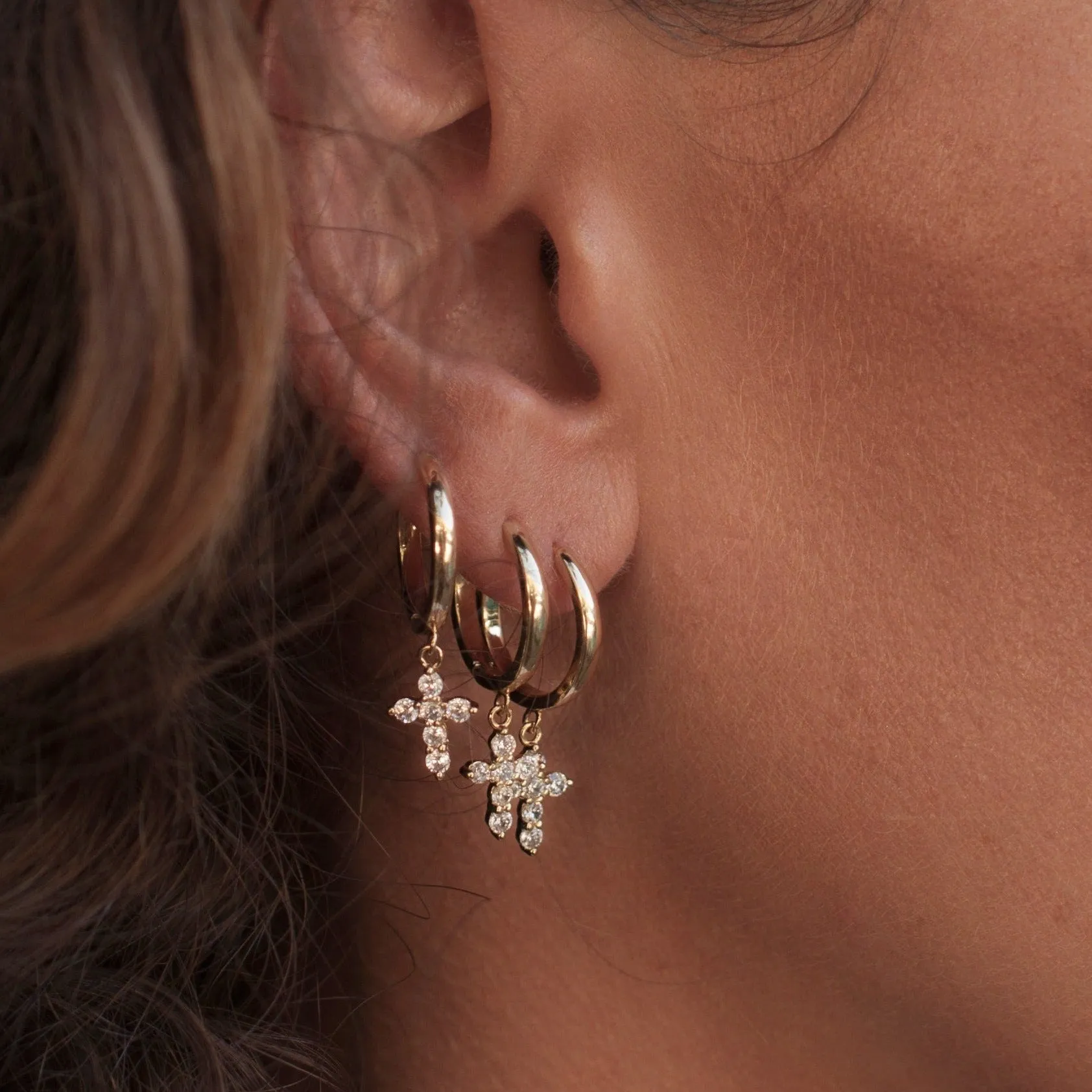 Mini Cross Hoop Earrings