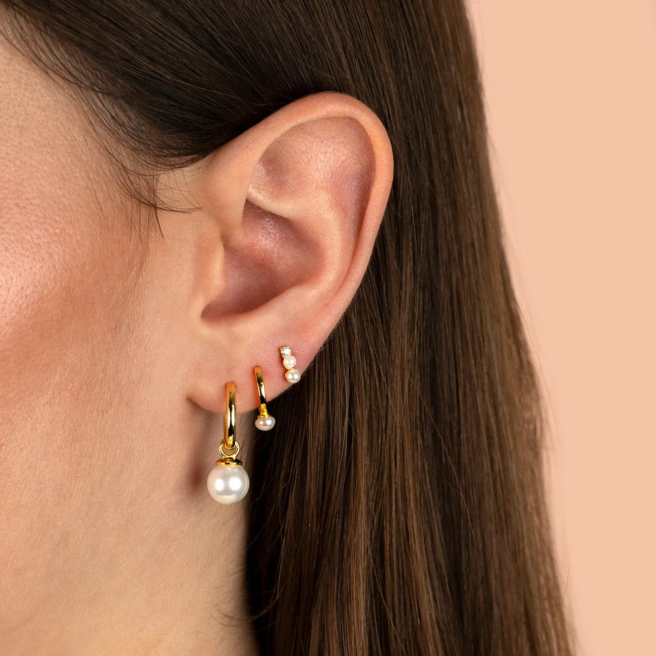 Mini Pearl Huggie Earring