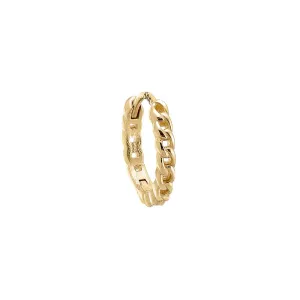 Mini Solid Cuban Chain Huggie Earring 14K