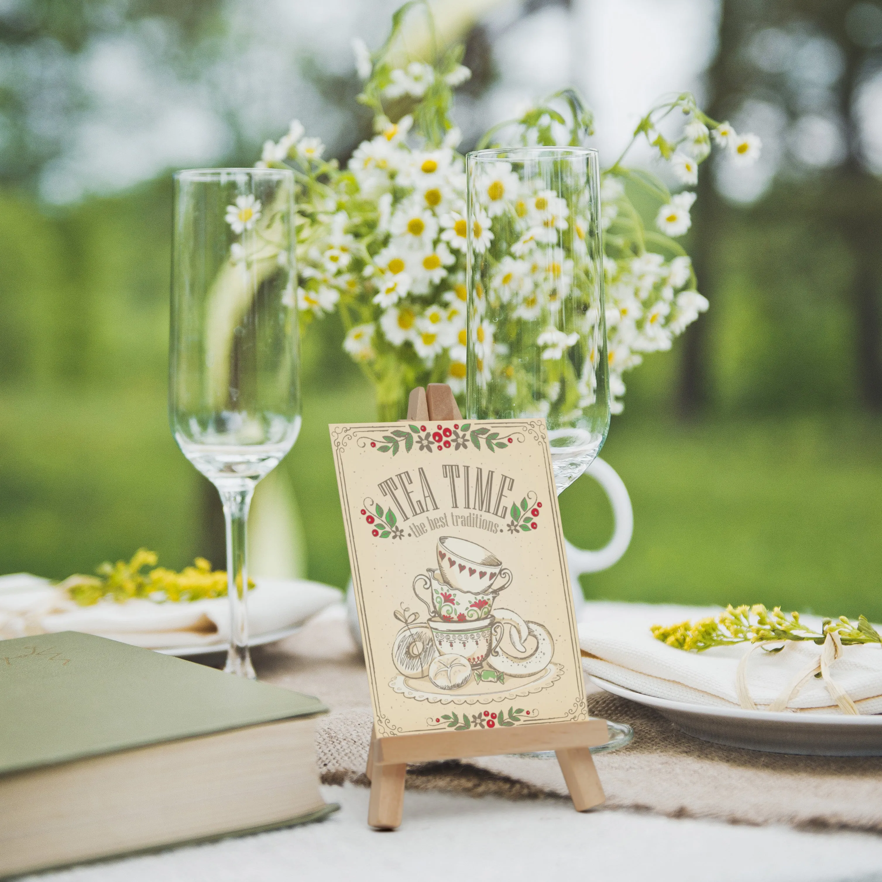 Mini Wooden Easel Table Decroations