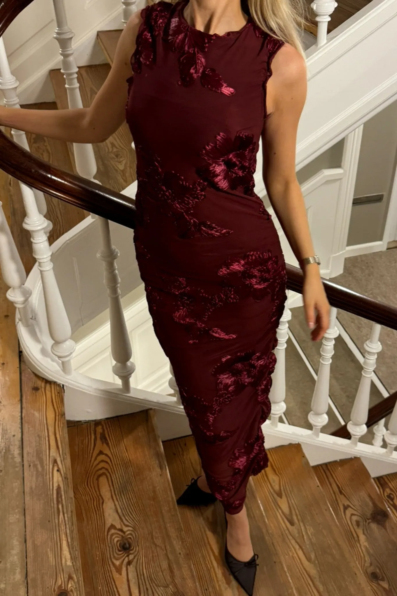 MiraIC Mesh Kjole - Bordeaux