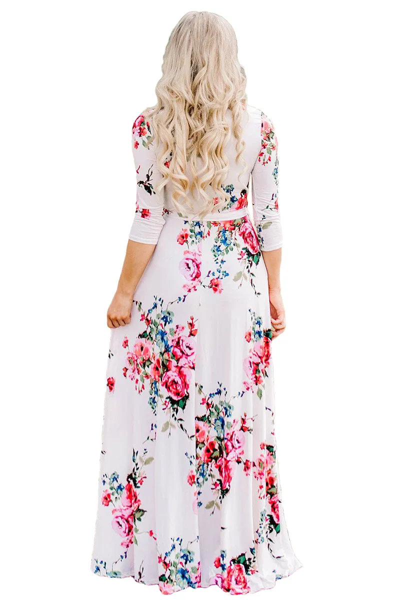 Misty Flower Print Wrap Dress Plus