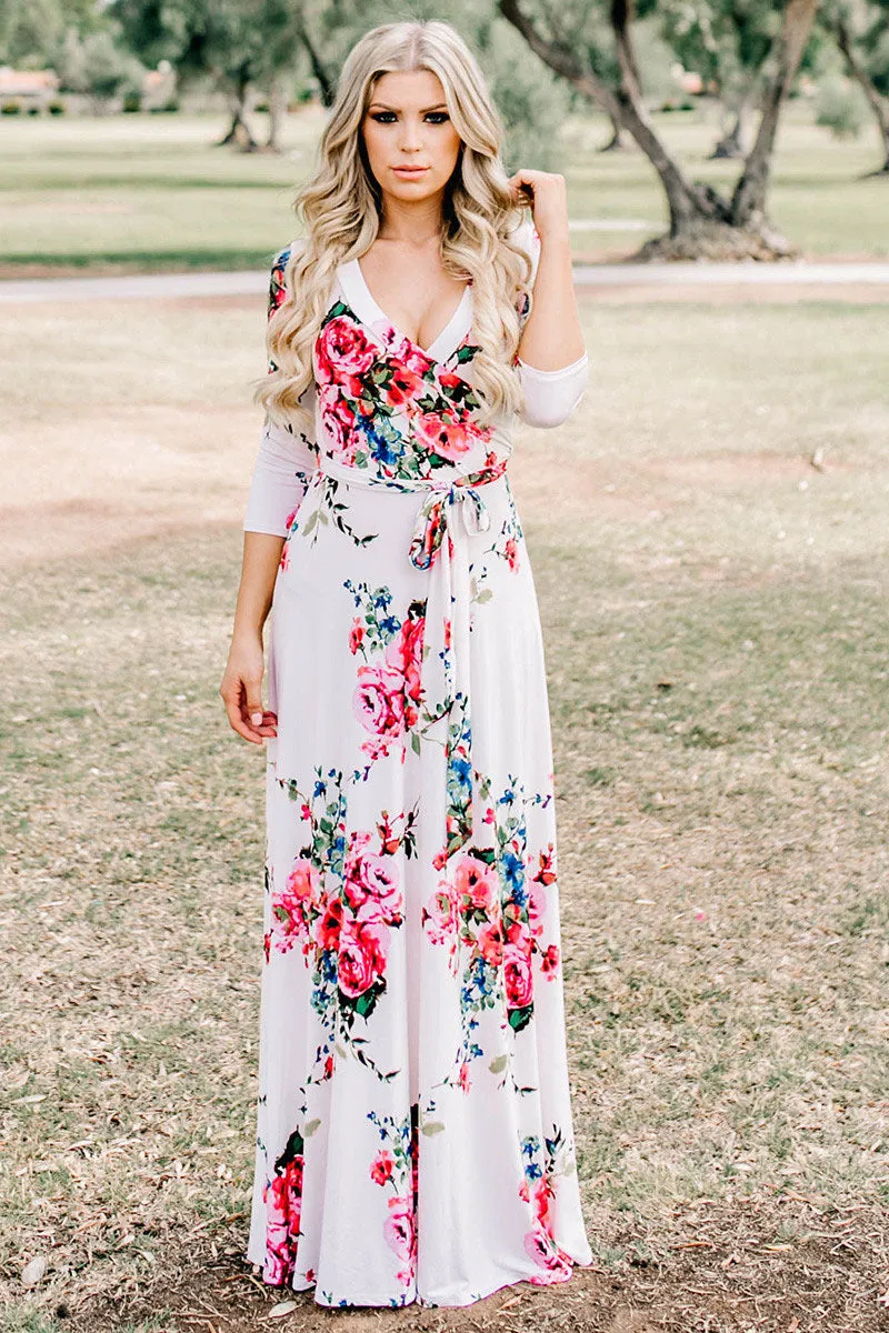 Misty Flower Print Wrap Dress Plus