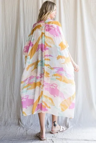Mustard Mix Watercolor Chiffon Duster