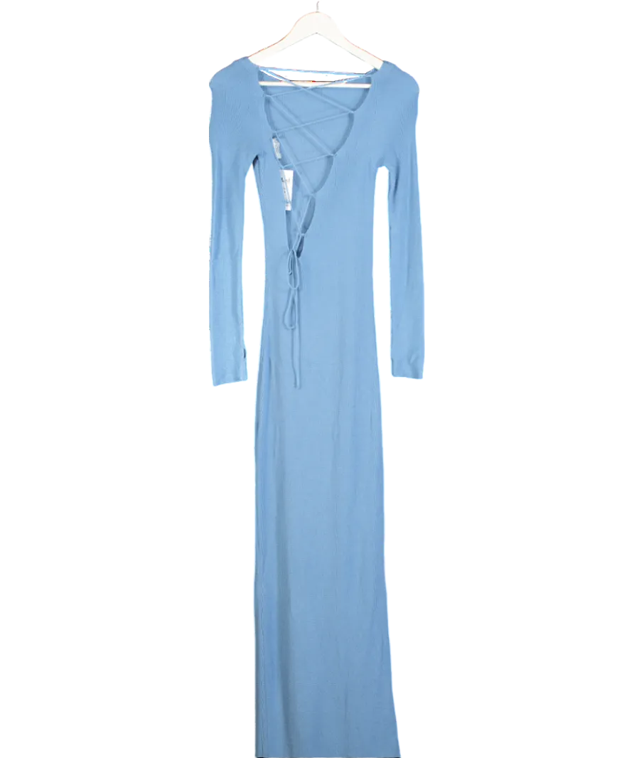 NA-KD Blue X Hanna Schonberg  Lacing Detail Knit Maxi Dress UK S