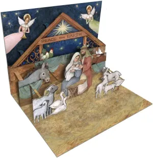 Nativity Pop-Up Christmas Cards, 3D Pop-Up Design with Gorgeous Nativity Art ...