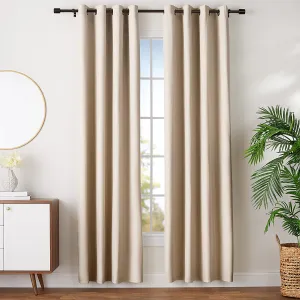 New Amazon Basics Room Darkening Blackout Window Curtains with Grommets - 54 x 84-Inch, Beige, 2 Panels with tie backs
