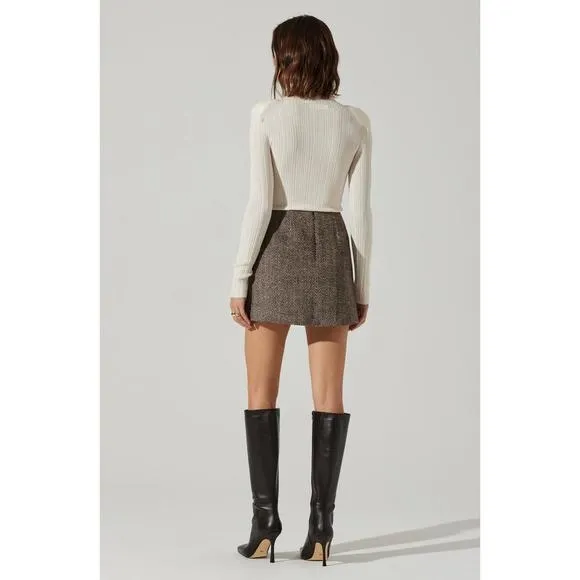 NEW ASTR covina skirt in brown herringbone