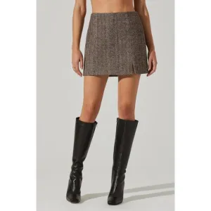 NEW ASTR covina skirt in brown herringbone