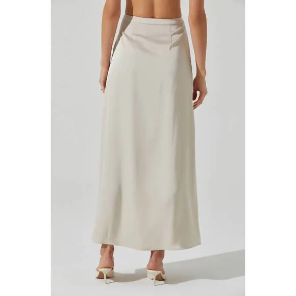 NEW ASTR vitella satin maxi skirt in ecru