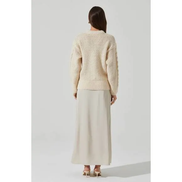 NEW ASTR vitella satin maxi skirt in ecru