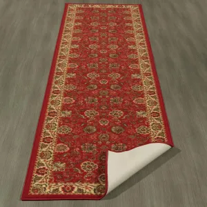 New Ottomanson Ottohome Collection Traditional Persian Oriental Floral Design Non-Skid Rubber Backing Runner Rug, 2'8" X 9'9 inch, Dark Red