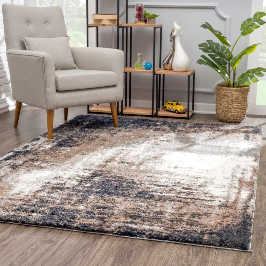 New Retro shag Area Rug by Sun shine Rugs in Browns, Ivory, 2 Ft 8 inch X 4 Ft 11 inch