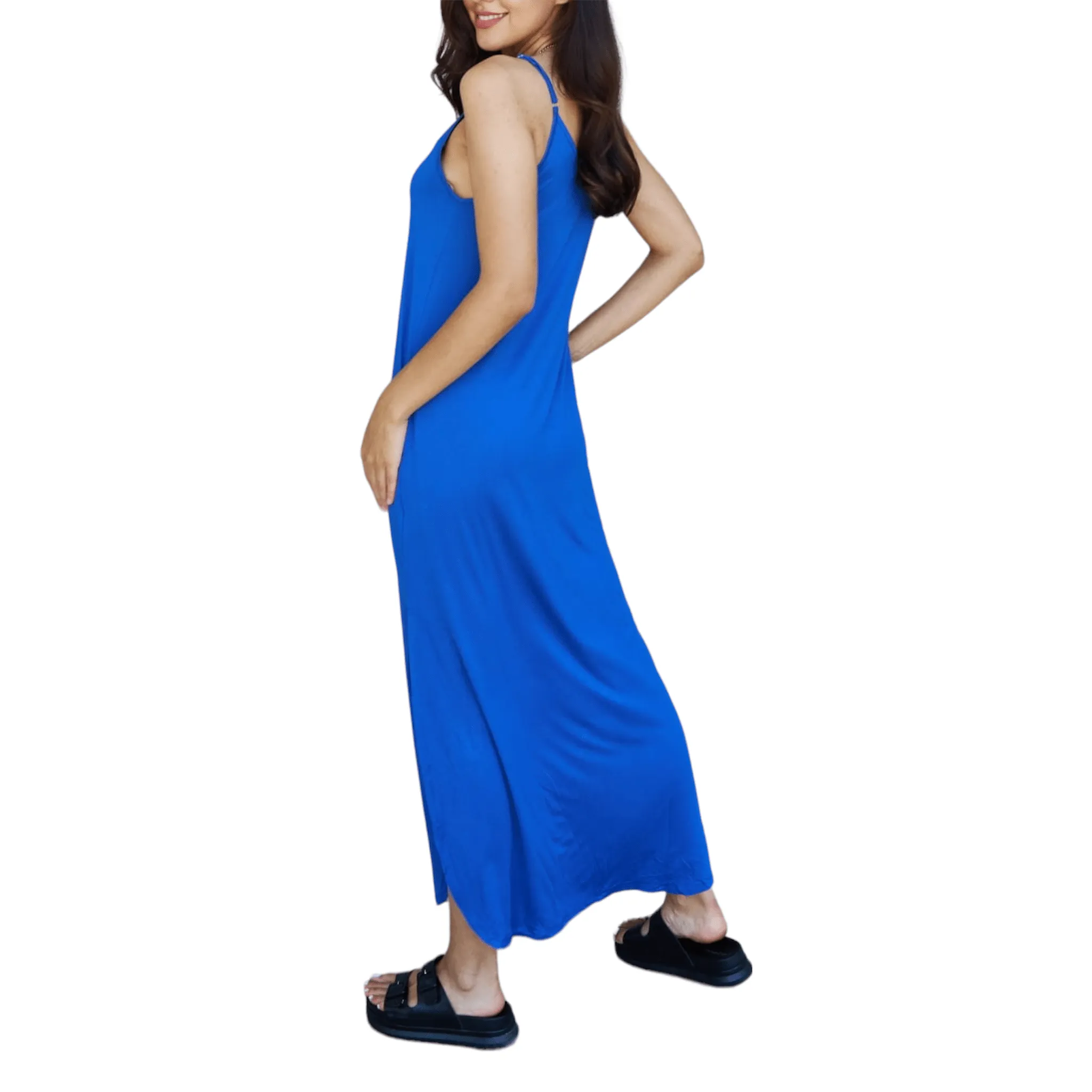 Noble Navy Side Slit Dress
