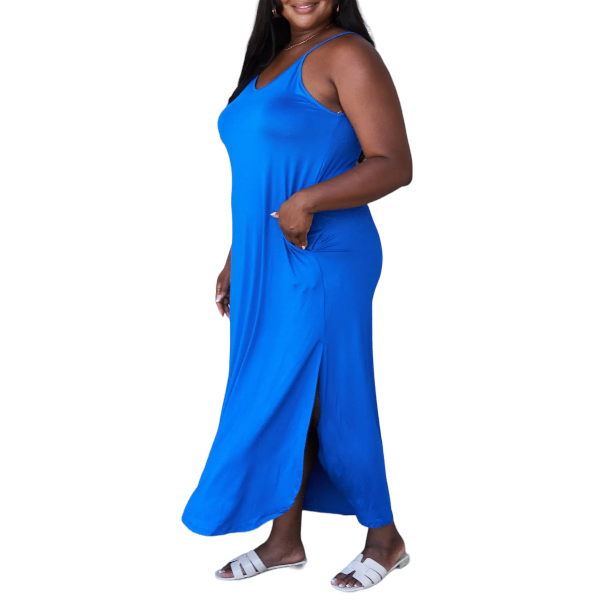 Noble Navy Side Slit Dress