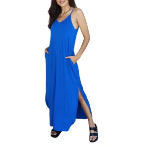 Noble Navy Side Slit Dress
