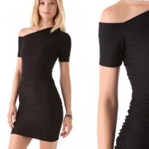 NWT James Perse Asymmetrical Bodycon Bare Shoulder Ruched Mini Dress