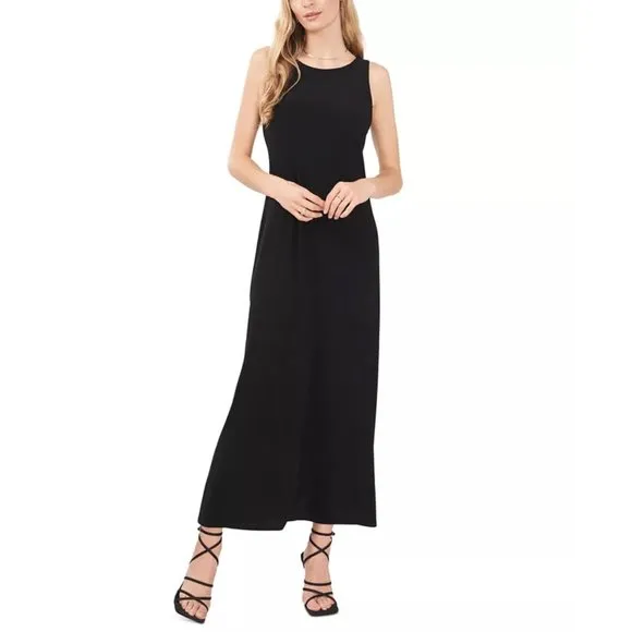 NWT Vince Camuto Keyhole Knit Sleeveless Maxi Dress in Black Sz. XS