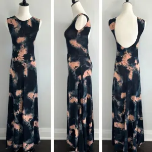 NWT Zara Thin Knit Tie Dye Long Fitted Maxi Dress Size XS S