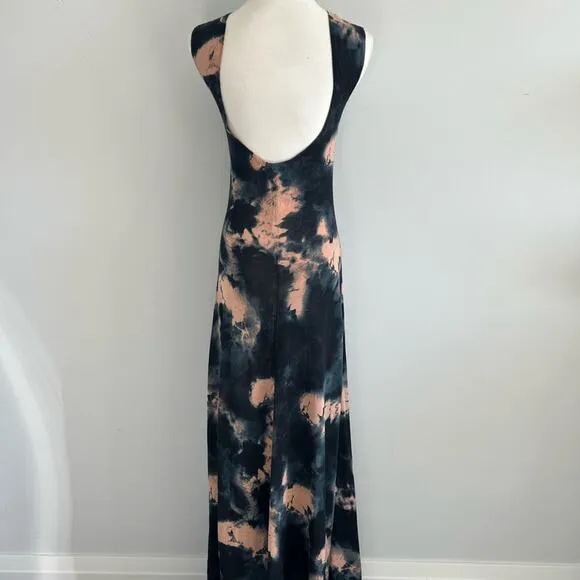 NWT Zara Thin Knit Tie Dye Long Fitted Maxi Dress Size XS S