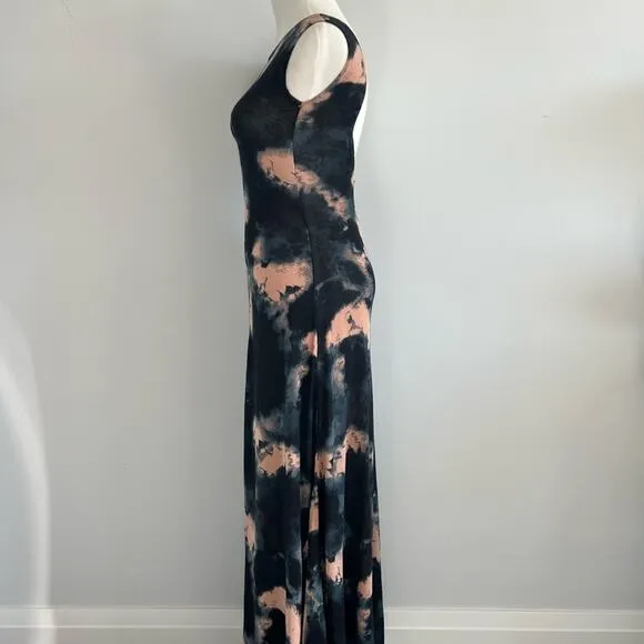 NWT Zara Thin Knit Tie Dye Long Fitted Maxi Dress Size XS S