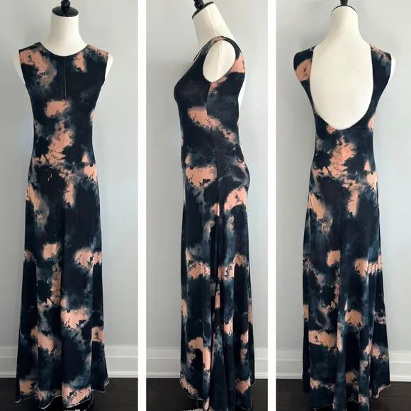 NWT Zara Thin Knit Tie Dye Long Fitted Maxi Dress Size XS S