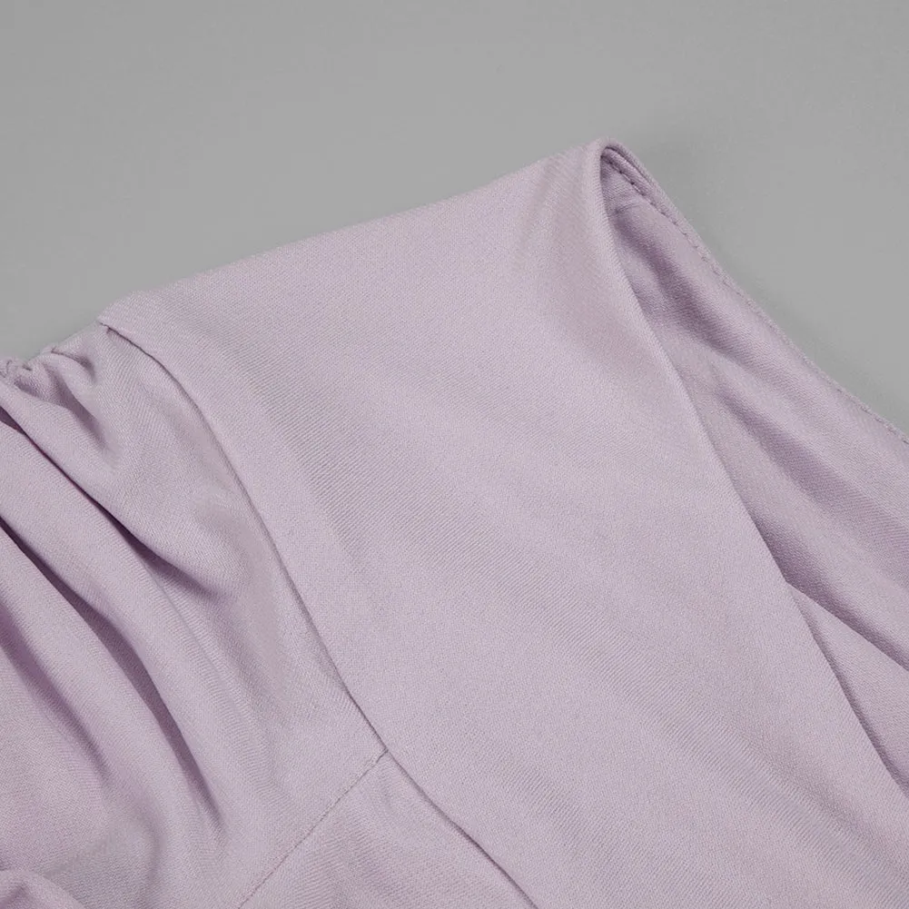 Off Shoulder Long Sleeve Wrinkled Mini Bodycon Dress BD2448